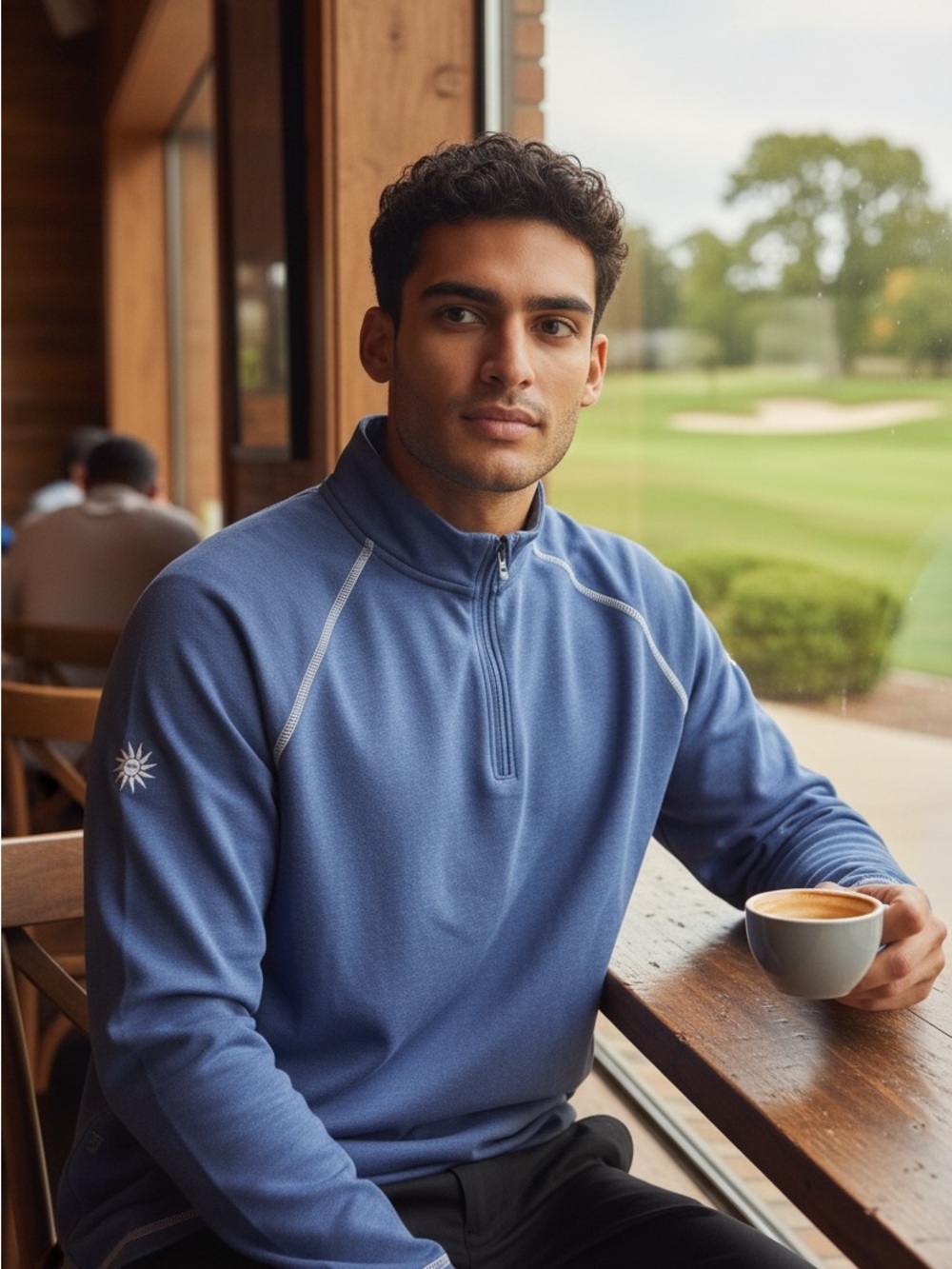 Johnnie-O Natural Performance Bamboo 1/4 Zip Pullover Blue Large Golf Stretch